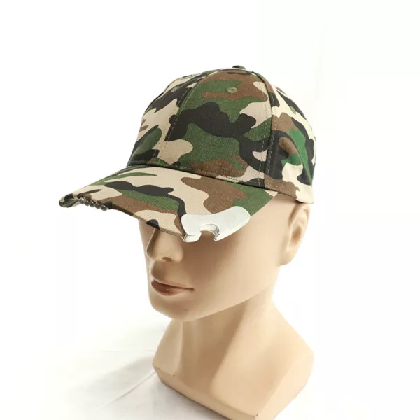 Hot Sale Outdoor Washed Cotton Baseball Hat with Curved Brim and Bottle Opener 5 LED - Image 4