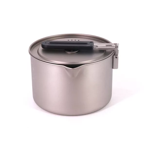 Singland 2000ml Titanium Foldable Handle Titanium Pot Outdoor Camping Hiking Backpacking Picnic Cookware Cooking Pot Tableware