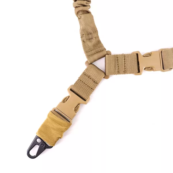 Tan Adjustable Shooting Sling Shoulder Strap Single Point Bungee Sling With Metal Hook - Image 2