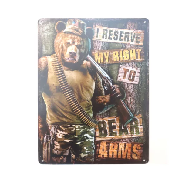 I Reserve My Right To Bear Arms Funny Vintage Rustic Style metal Tin Sign Cafe Home Wall Decor Tinplate Wall Decoration