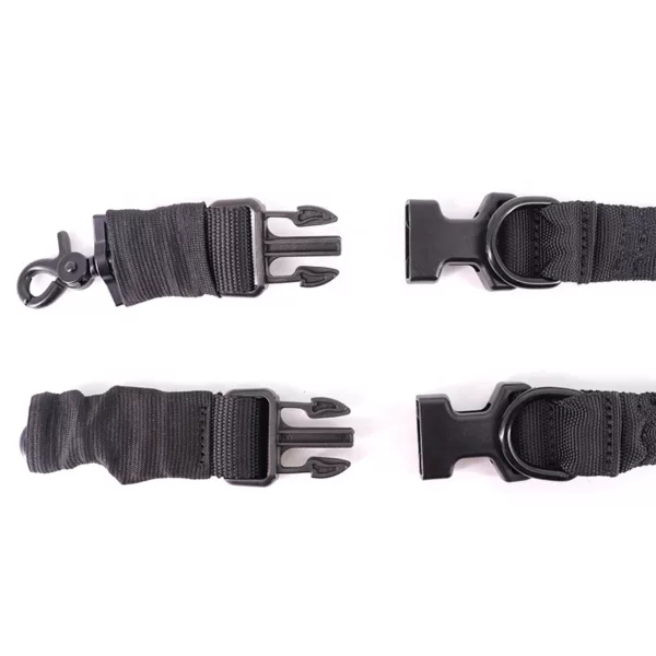 Black Outdoor Adjustable Shooting Sling Shoulder Strap Rotating Double Point Bungee Sling With Metal Hook - Image 6