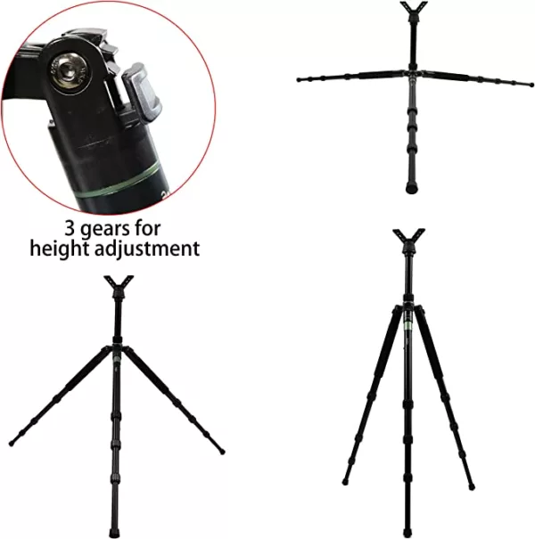 Hunting Tripod Shooting Stick with 2 Pcs Adjustable Height 360 Degrees Rotate V Yoke Shooting Rest - Image 6