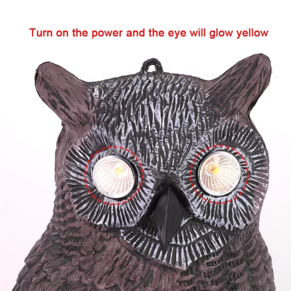 Lightweight Bird Deterrent Garden Protector PE Material Painted Realistic Owl Decoy with Flashing Eyes and Sound - Image 2