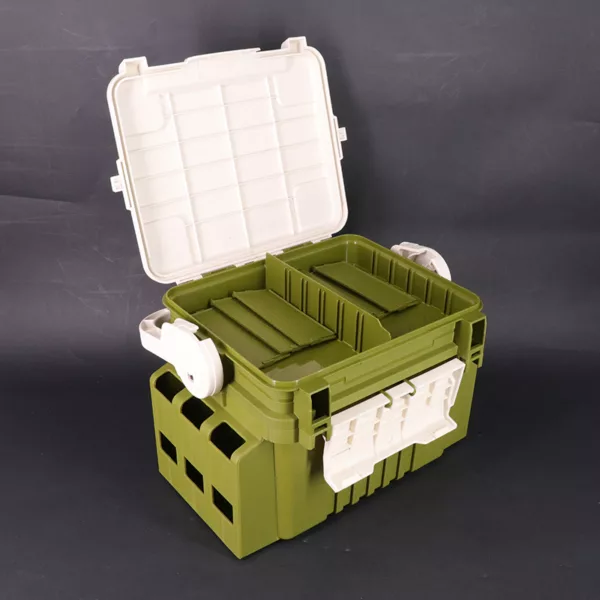 Outdoor Plastic Multifunctional Storage Box With Strap Double layers Professional Fishing Lures Hook Bait Box - Image 3