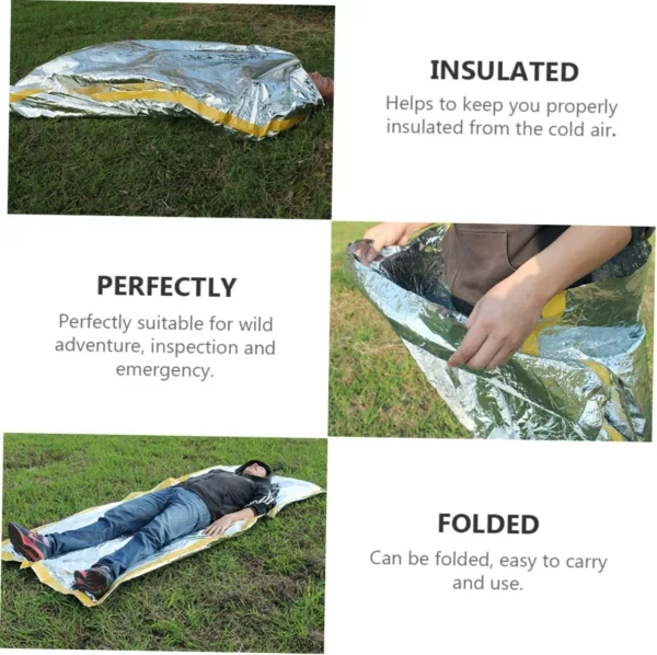 Emergency Sleeping Bag Survival Mylar Thermal Blanket Body Warmer for Outdoor, First Aid, Camping Gear, Hiking Travel - Image 4