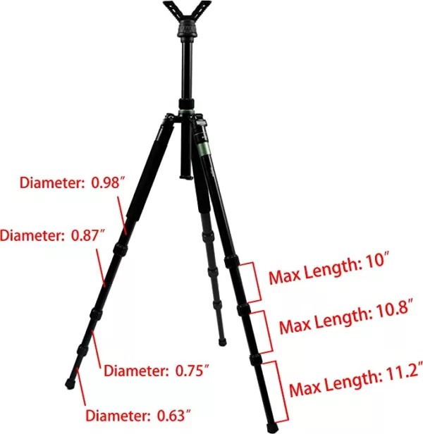 Hunting Tripod Shooting Stick with 2 Pcs Adjustable Height 360 Degrees Rotate V Yoke Shooting Rest - Image 5