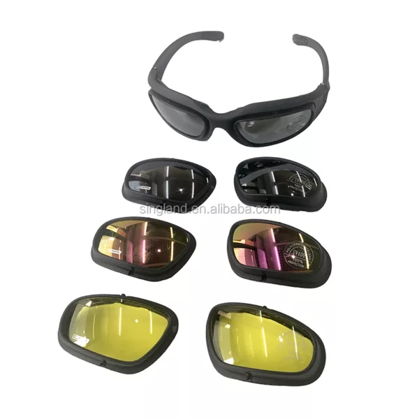 Non-Polarized Riding Glasses Motorcycle Goggles Sport Sunglasses With 4 Lens Kits Tactical Glasses - Image 2