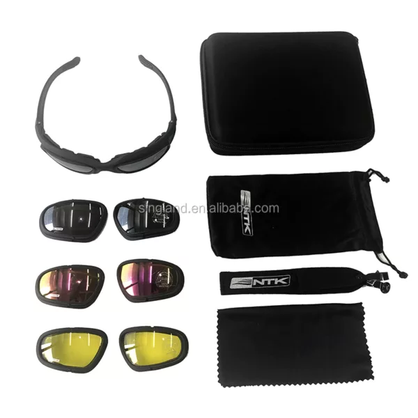 Non-Polarized Riding Glasses Motorcycle Goggles Sport Sunglasses With 4 Lens Kits Tactical Glasses - Image 3