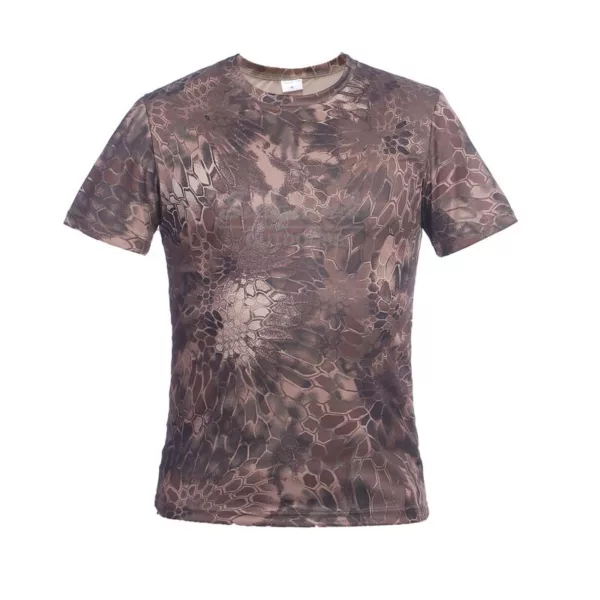 Men's Outdoor Quick Drying Short Sleeve Camo T Shirt  Lightweight Birds-Eye Mesh for Hunting & Fishing Shirt - Image 3