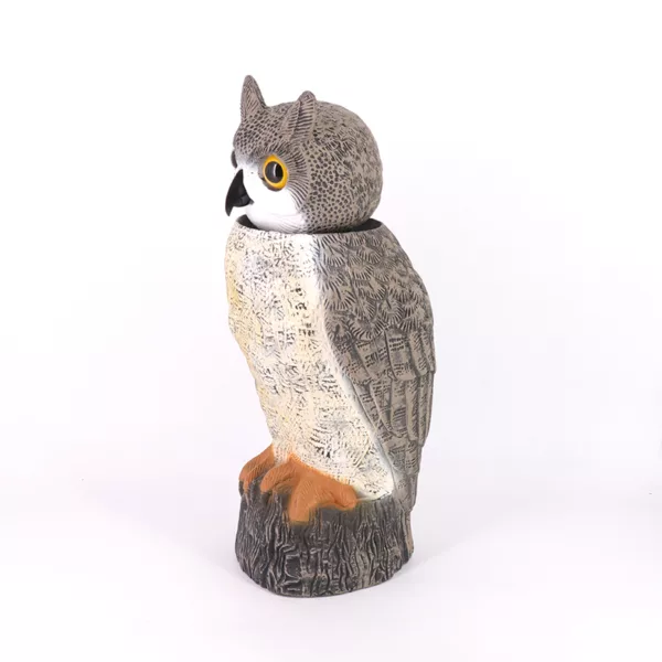 Outdoor Garden Yard Hunting PE Material Hornd Wind-Action Owl Bird Scarecrow Decoys with Rotating Head - Image 2