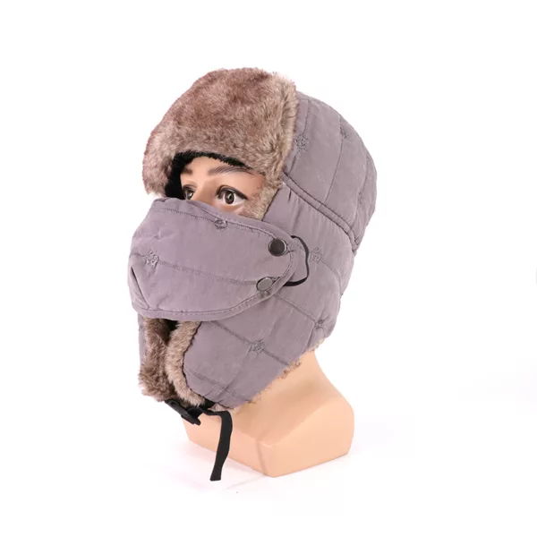 Outdoor Camping Unisex Faux Fur Lined Trapper Warm Windproof Winter Russian Flying Helmet Hats - Image 3