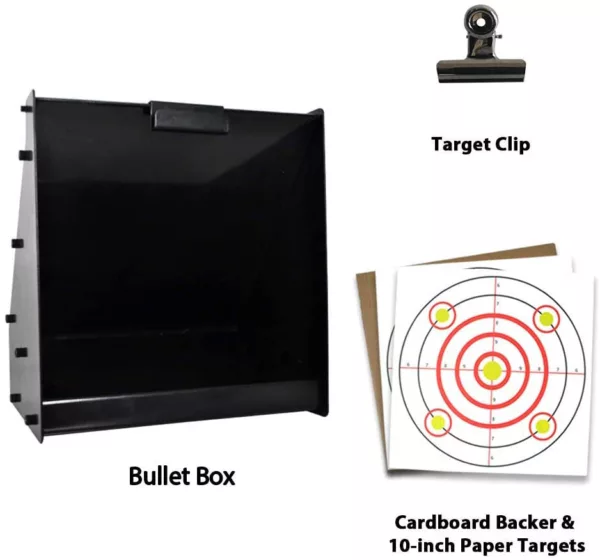 Shooting Target Bullet Trap Box for .22/.17 Caliber (Rimfire Only) | 10" X 10" Bullseye Paper Targets | Bullet Box Mount Bracket - Image 2