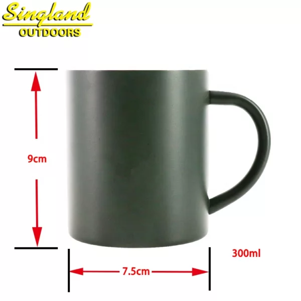 300ml 12oz  Olive Green Camping Mug Cup Stainless Steel Double Wall Insulated Mug - Image 4