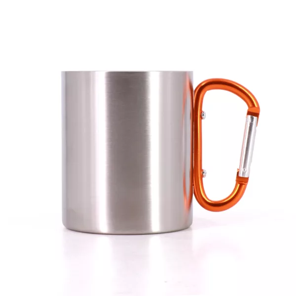 Outdoor 300 ml Carabiner Handle Stainless Steel Mugs, Double Wall Travel Water Tea Coffee Cups, Drinking mugs