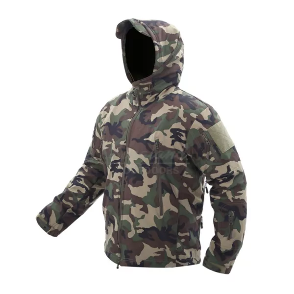 Woodland Outdoor Tactical Hunting Clothing Clothes Waterproof Windproof Fleece Lined Softshell Shark Skin Jacket - Image 2