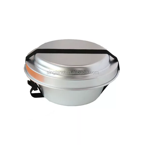 Dinnerware Sit 8 Pcs Alu.Camping Cook Set with Alcohol Burner - Image 2