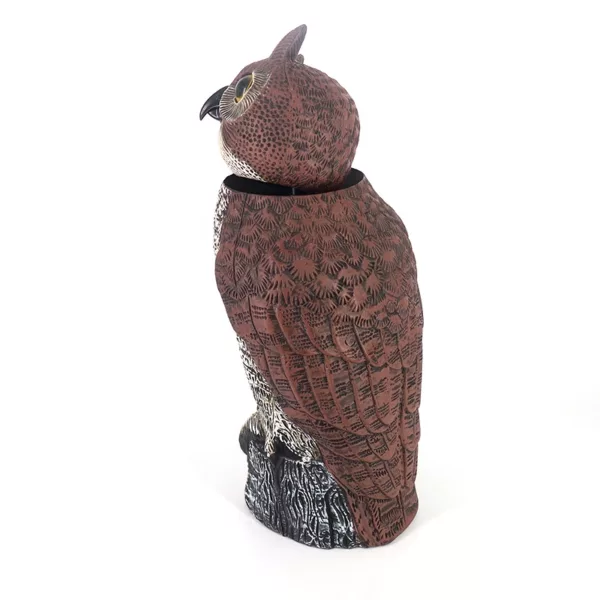 Outdoor Garden Yard Hunting PE Material Hornd Wind-Action Rotating Head Owl Bird Scarecrow Decoys - Image 3