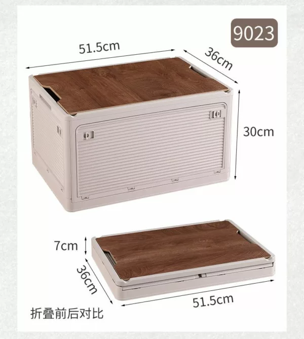 Collapsible Storage Bin With Wood Lids 4-Side Open M L XL Size Container Storage Box Clear Design Plastic Crates for Camping Ho - Image 3