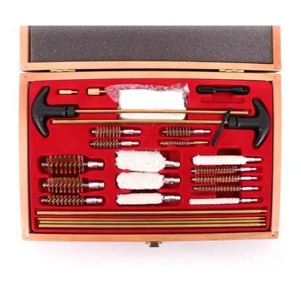 Hunting and Shooting Accessories Universal Cleaning Kit in Wooden Box 26 pcs Cased Cleaning Kit