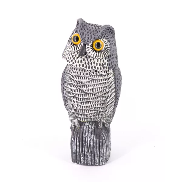 Outdoor Garden Yard Hunting PE Material Wind-Action Hornd Owl Bird Scarecrow Decoys with Rotating Head - Image 2