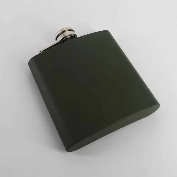 Hip Flask Olive Green 6 oz Stainless Steel Pocket Hip Flask Hot Sale 6 oz Metal Whisky Stainless Steel Hip Flask - Image 2