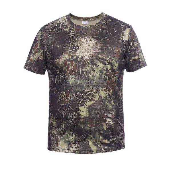 Men's Outdoor Quick Drying Short Sleeve Camo T Shirt  Lightweight Birds-Eye Mesh for Hunting & Fishing Shirt - Image 2