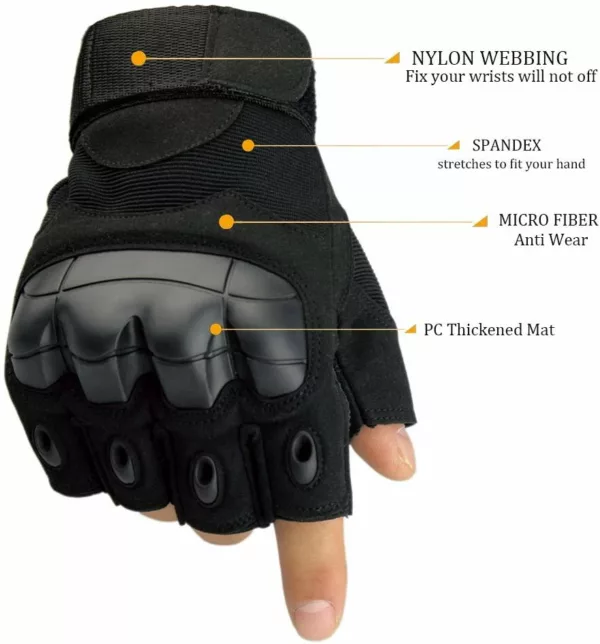 Half-Finger Hard Knuckles Gloves Hunting Paintball Outdoor Sport Gloves - Image 5