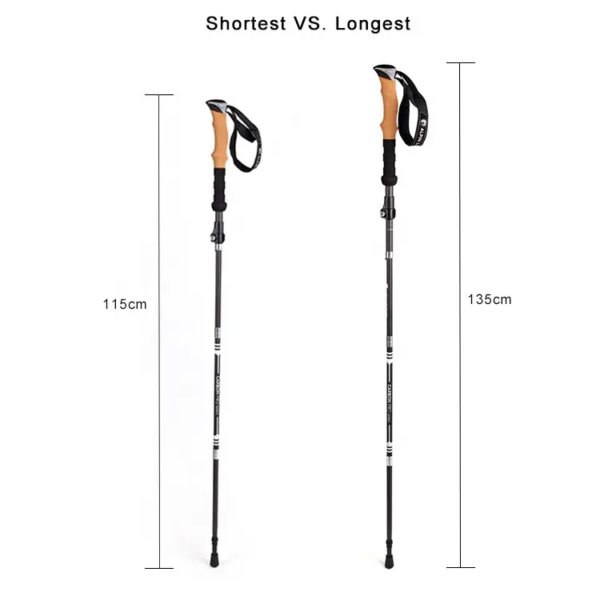 Folding Collapsible Carbon Travel Hiking Trekking Stick - Image 4