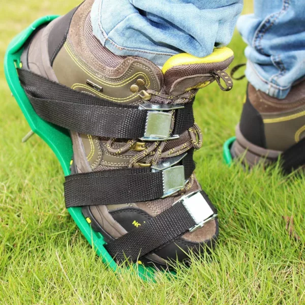 Lawn Aerator Shoes 3 Adjustable Straps and Heavy Duty Metal Buckles, Aerator Shoes,  Garden Yard Spreaders