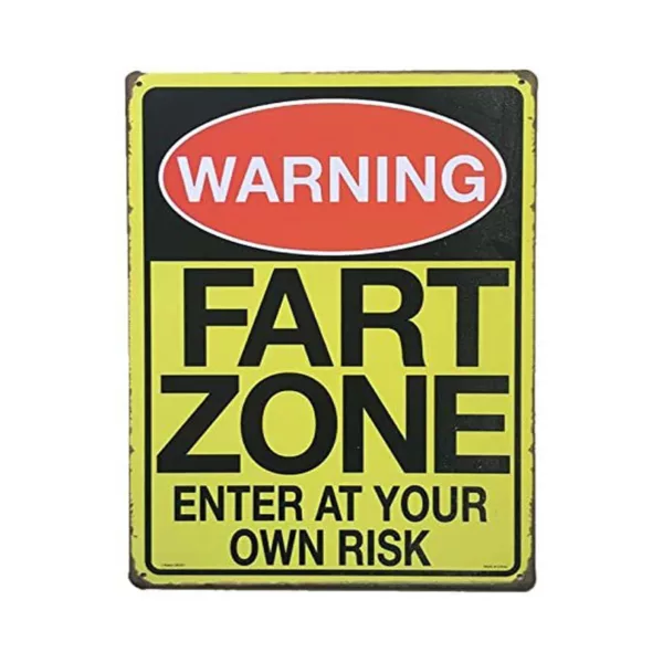 WARNING FART ZONE ENTER AT YOUR OWN RISK Vintage Style Funny Rustic metal Tin Sign  Home Wall Decor Tinplate Wall Decoration - Image 3