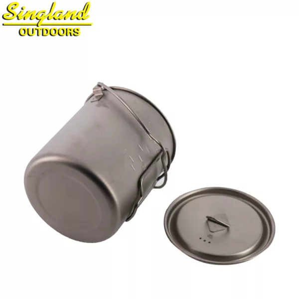 Titanium Single Wall Cup/Pot 750ml Camping Mug with Handle Foldable Handle Titanium Pot with Lid - Image 6