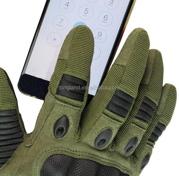 Hot selling Stocked Touch Screen Motorcycle Driving Gloves Soft Riding Gloves Olive Green - Image 3