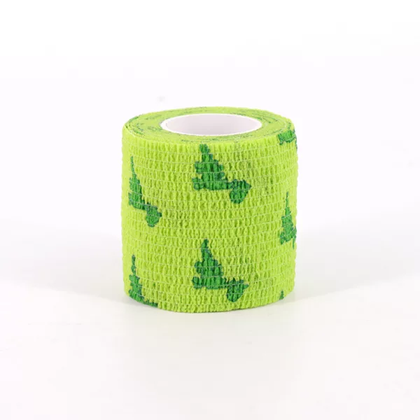 Green Dinosaur Camo Self-Clinging Non-Woven Hunting Outdoor Elastic Rolls Camo Tape 5 cm x 4.5 m