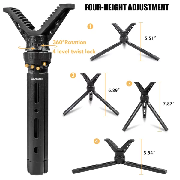 Outdoor Compact Alumminum Shooting Rest with V Yoke Tactical Tripod Hunting Hold Accessories Adjustable Camera Tripod - Image 4