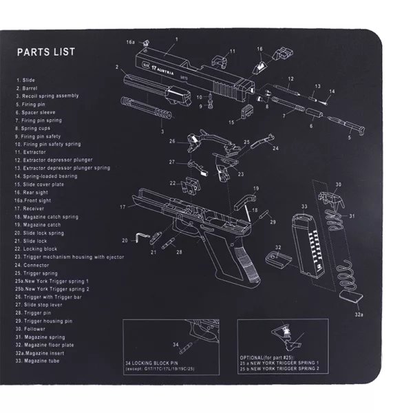 Shooting Accessories Cleaning kit Tactical Cleaning Mat with Parts Diagram and Instructions for Use - Image 3