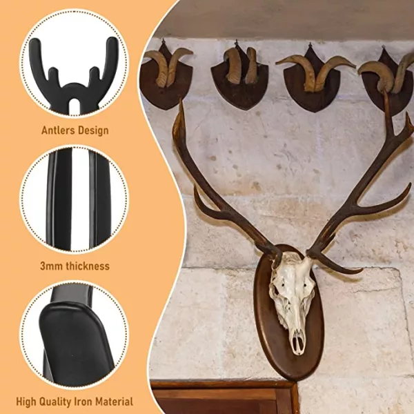 European Mount Skull Hanger Antler Style Deer Skull Wall Mount Bracket for Hanging Mounting, Heavy Duty Steel - Image 4