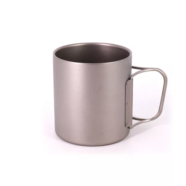 Singland Titanium Cup 450ml Camping Mug Foldable Handle Titanium Pot with Lid Ultralight Water Tea Coffee Mug for Home Travel - Image 3