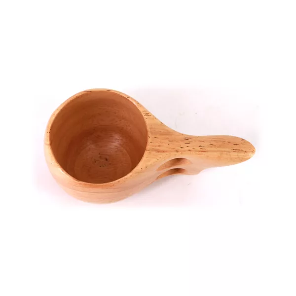 New Style Eco Friendly Handmade Wooden Cup with 2 Hole Grips Small Wooden Coffee Tea Mug - Image 3