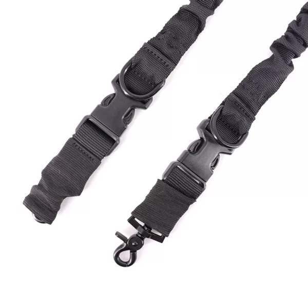 Black Outdoor Adjustable Shooting Sling Shoulder Strap Rotating Double Point Bungee Sling With Metal Hook - Image 3