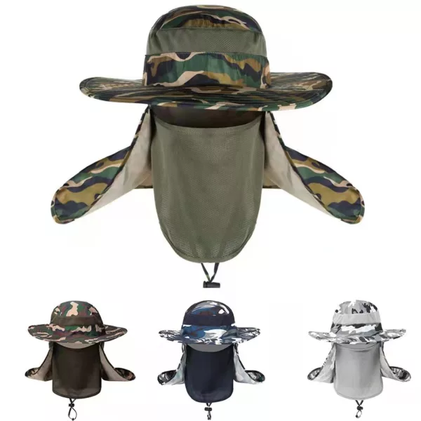 Fishing Hat for Men & Women, Outdoor UV Sun Protection Wide Brim Hat with Face Cover & Neck Flap - Image 6