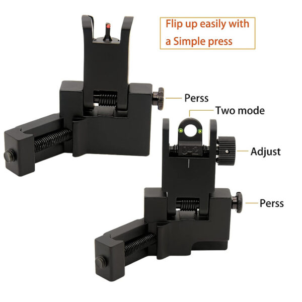 45 Degree Offset Flip Iron Sight Fiber-Optic Sight Aiming - Image 3