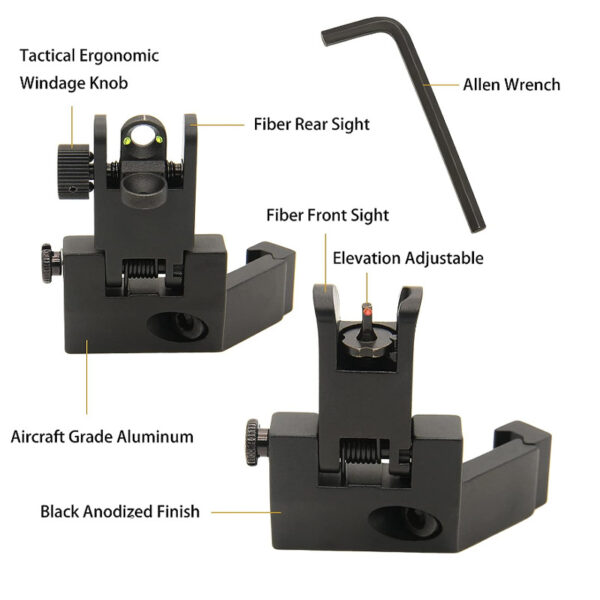 45 Degree Offset Flip Iron Sight Fiber-Optic Sight Aiming - Image 4