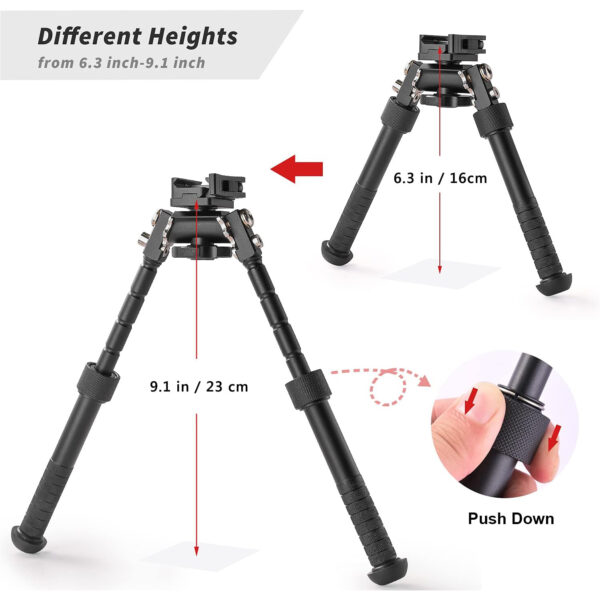 QD Tactical Rifle Bipod with Standard Picatinny Mount Adapter - Image 4