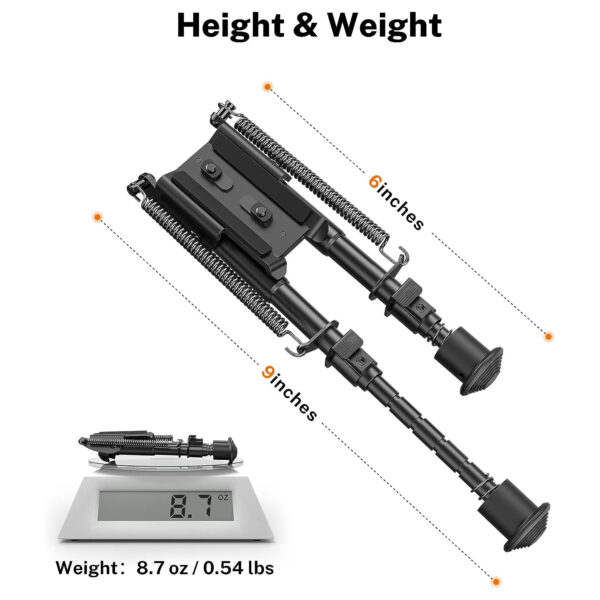 6-9 Inch Lightweight Rifle Bipod for M-Rail - Image 3