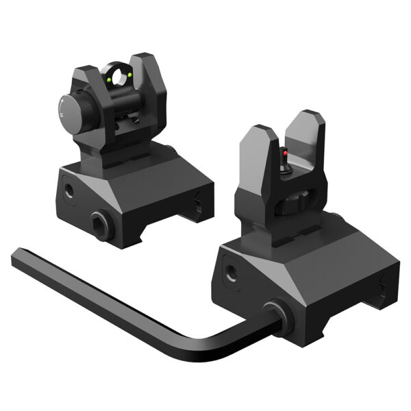 90 Degree Folding Machine Sight With Green Red Fiber Points lron Sights Adjustable Fast Transition