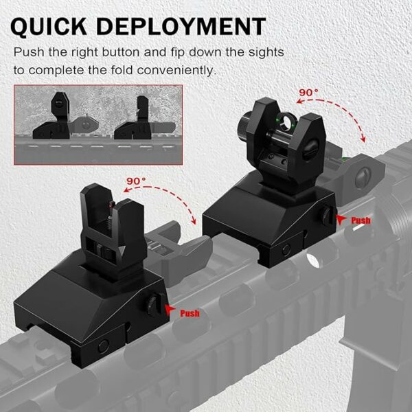 90 Degree Folding Machine Sight With Green Red Fiber Points lron Sights Adjustable Fast Transition - Image 5