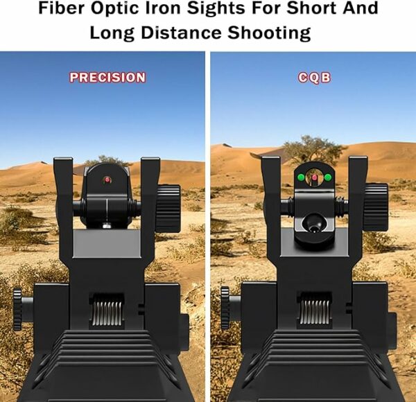 90 Degree Folding Machine Sight With Green Red Fiber Points lron Sights Adjustable Fast Transition - Image 6