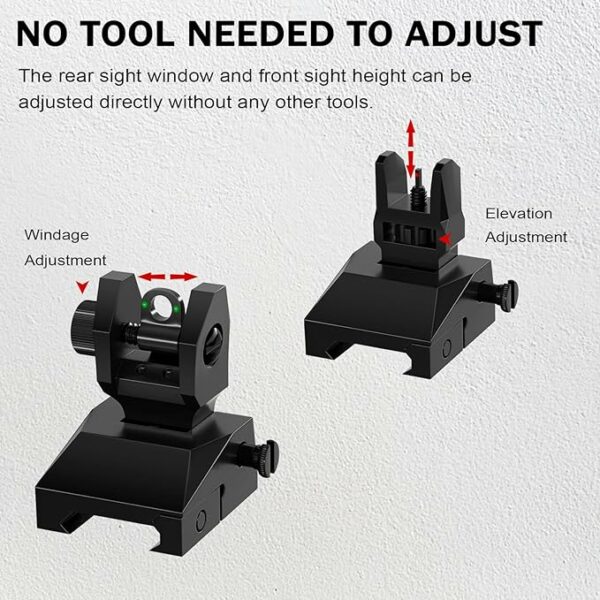 90 Degree Folding Machine Sight With Green Red Fiber Points lron Sights Adjustable Fast Transition - Image 4