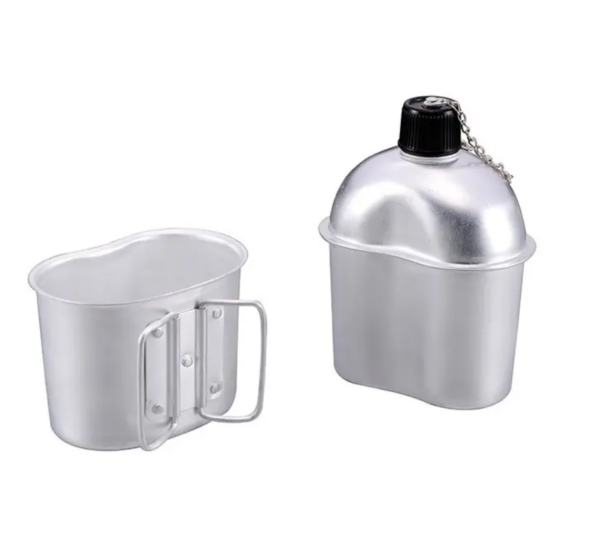 High Quality Custom Logo 0.8L Aluminum Water Bottle Canteen With Cup - Image 5