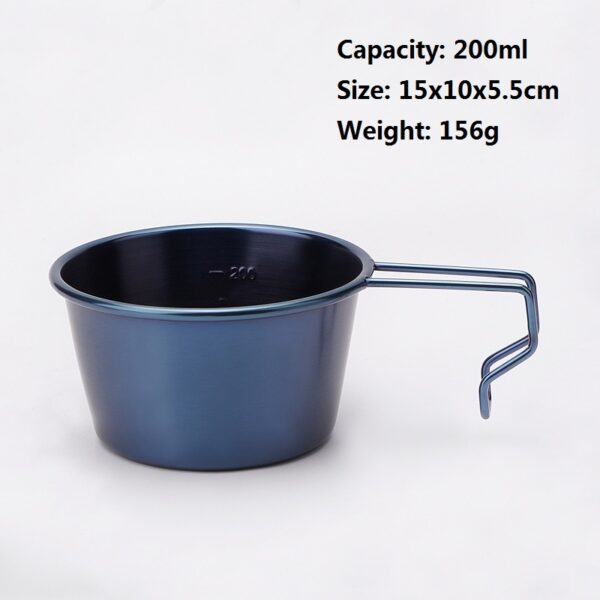 Sapphire Color Non-stick Coating Camping Sierra Bowl with Handle Portable Stainless Steel Sierra Cup with Scale - Image 4